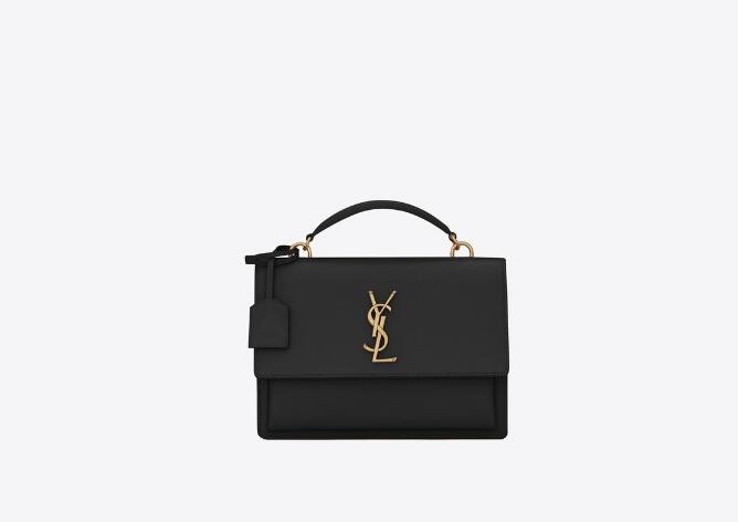 Sa1nt Lau*nt Sunset Top Handle in Smooth Leather Black