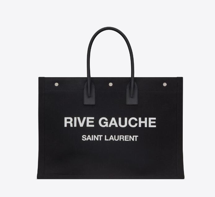 Sa1nt Lau*nt Women's Black Large Rive Gauche Leather Tote Bag