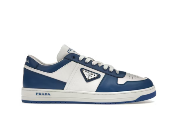 Pra*a Downtown Low Top Sneakers Leather White Cobalt Blue