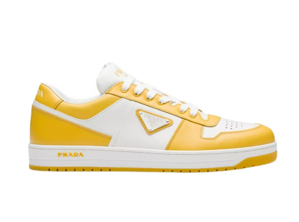 Pra*a Downtown Low Top Sneakers Leather White Yellow Sun