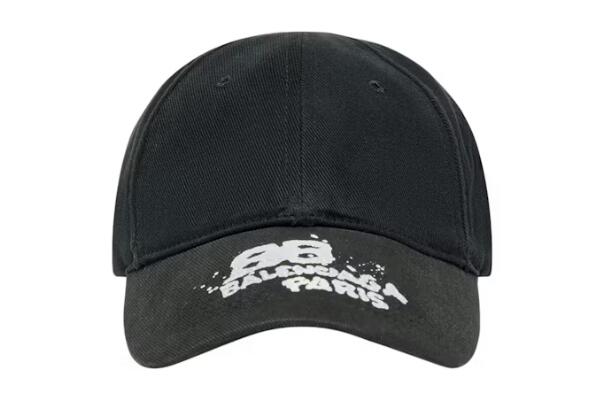 Ba1en*iaga Hand Drawn BB Icon Velcro Tab Cap Black/White