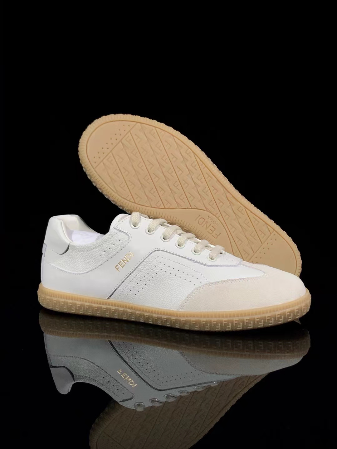 F**di Flair - White leather low-tops