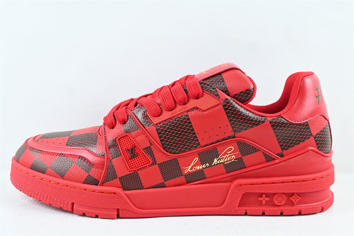 L0vis Vvtt0n LV Trainer Sneaker Damier Pop Red