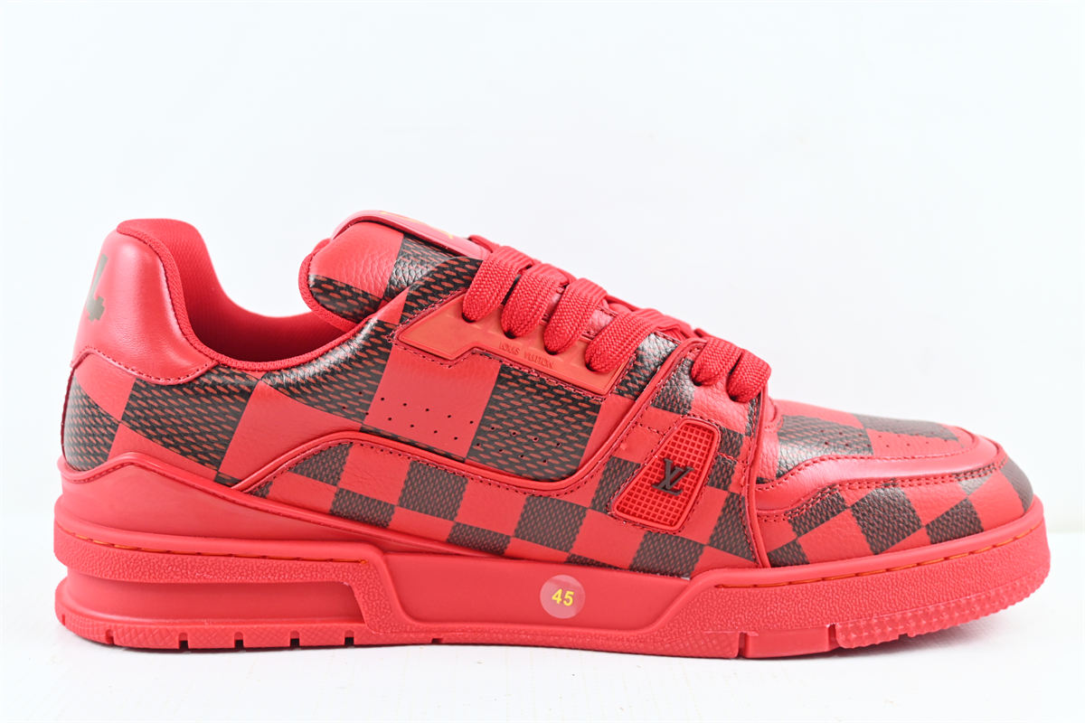 L0vis Vvtt0n LV Trainer Sneaker Damier Pop Red