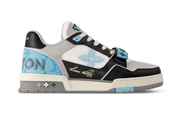 L0vis Vvtt0n LV Trainer Black Blue Monogram Flower