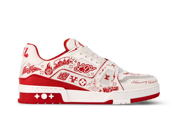 L0vis Vvtt0n LV Trainer Graffiti White Red