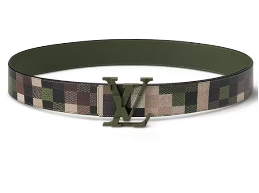 L0vis Vvtt0n LV Mega Pixel 40mm Reversible Belt Green Damoflage Damier