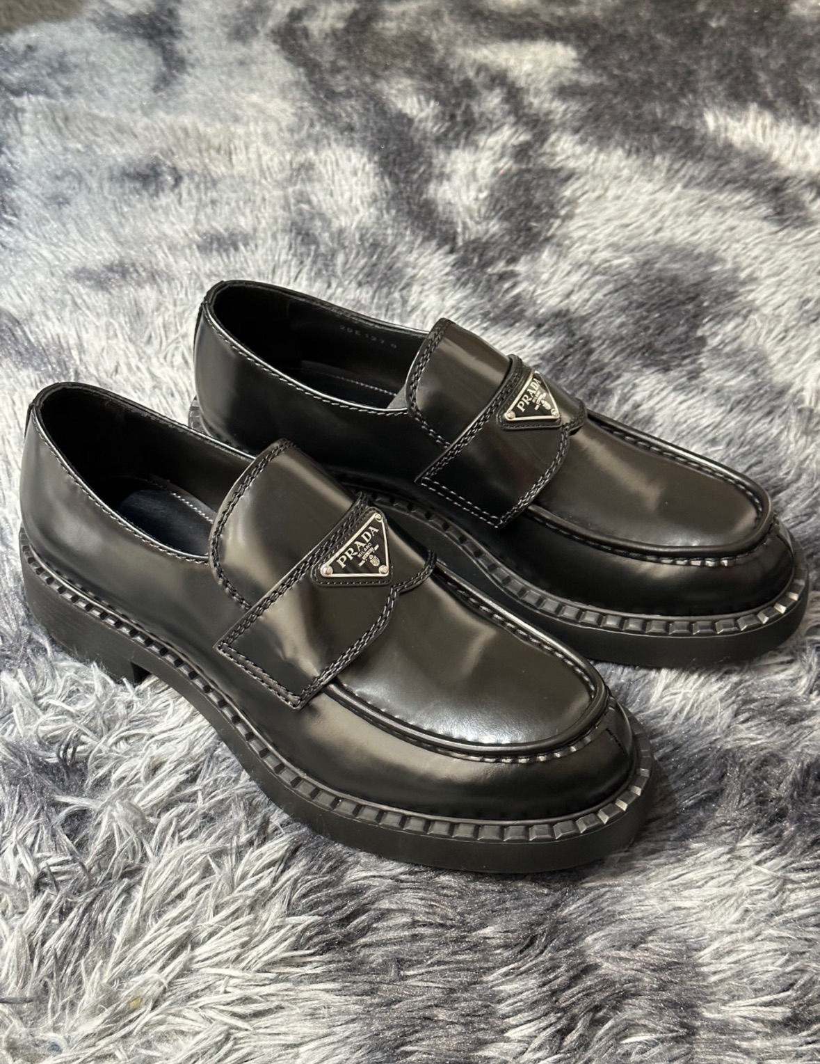 Pra*a Chocolate brushed leather loafers